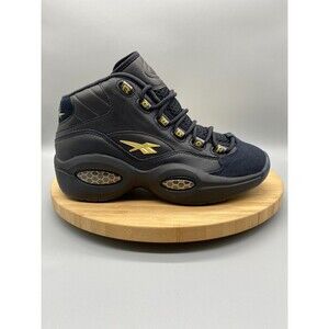 Reebok Shoes Mens 7 Question Basketball Sneakers Mid Black Gold Iverson ID9293